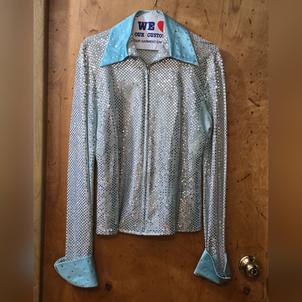 Sparkling Light Blue Sequin Shirt